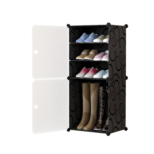 SOGA 4 Tier Shoe Rack Organizer Sneaker Footwear Storage Stackable Stand Cabinet Portable Wardrobe with Cover