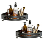 SOGA 2X Black Wall-Mounted Triangular Bathroom Storage Corner Vanity Organiser Space Saving Adhesive Shelf Rack with Hooks $ 68.90