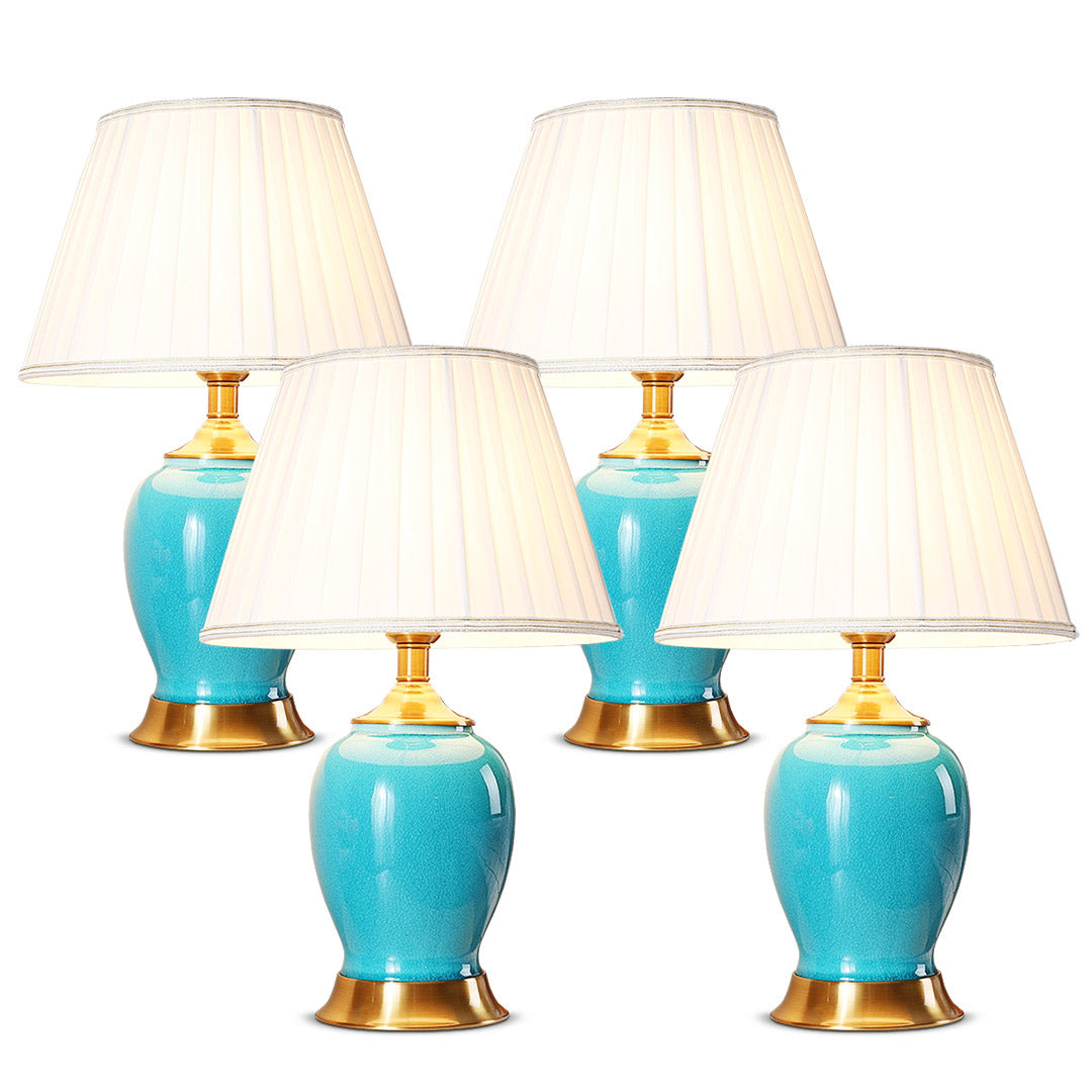 SOGA 4X Ceramic Oval Table Lamp with Gold Metal Base Desk Lamp Blue $ 677.50