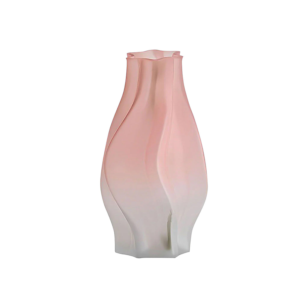 SOGA 25cm Pink Glass Vase Art Blown Hand Flower Tall Vintage Art Vases