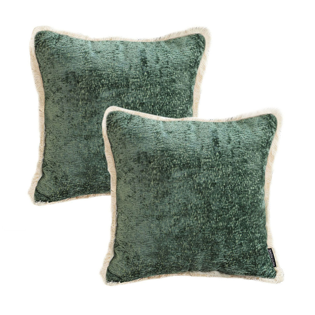 SOGA 2X 45cm Jade Green Home aesthetic chenille texture tassel square Throw Pillow $ 107.90