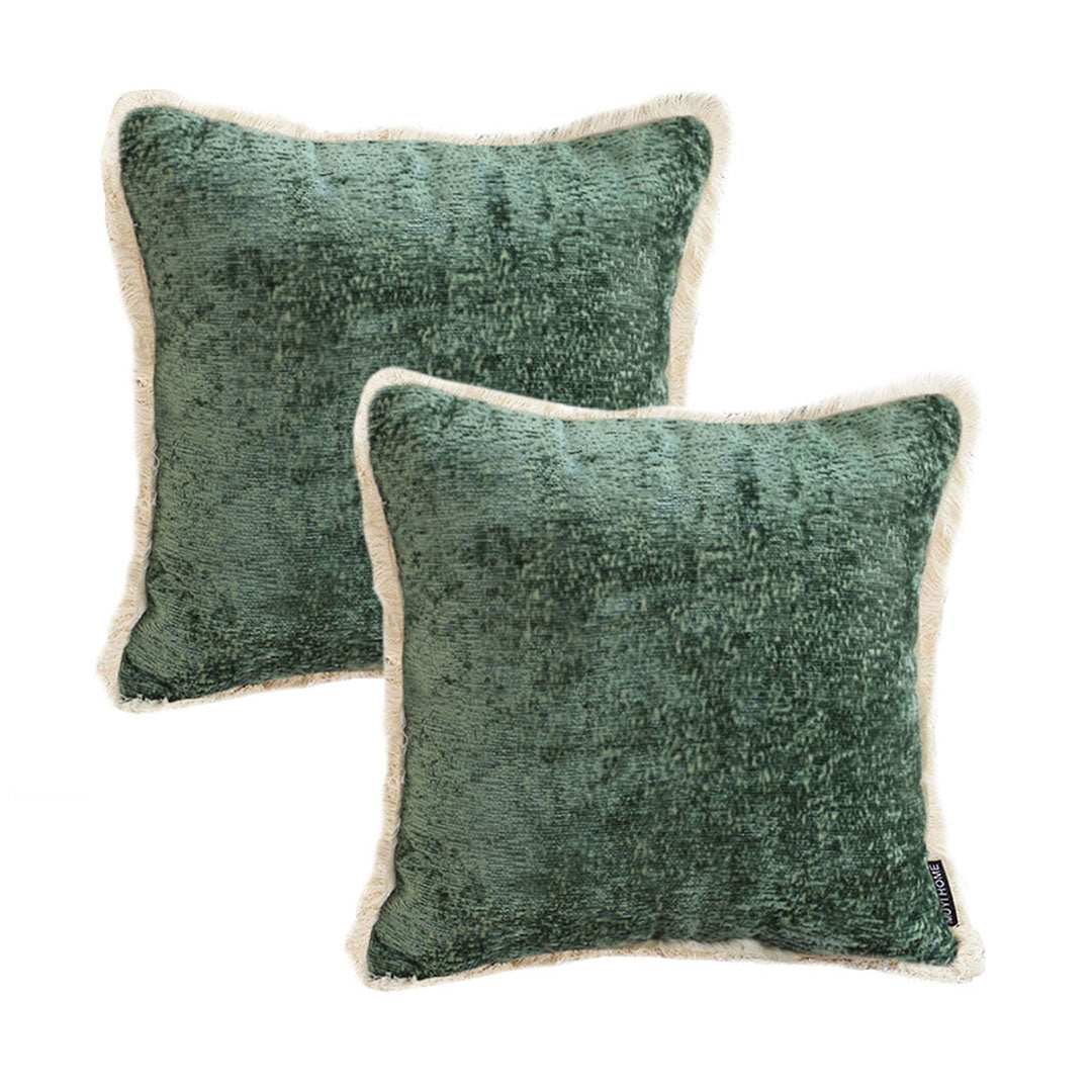 SOGA 2X 45cm Jade Green Home aesthetic chenille texture tassel square Throw Pillow $ 107.90