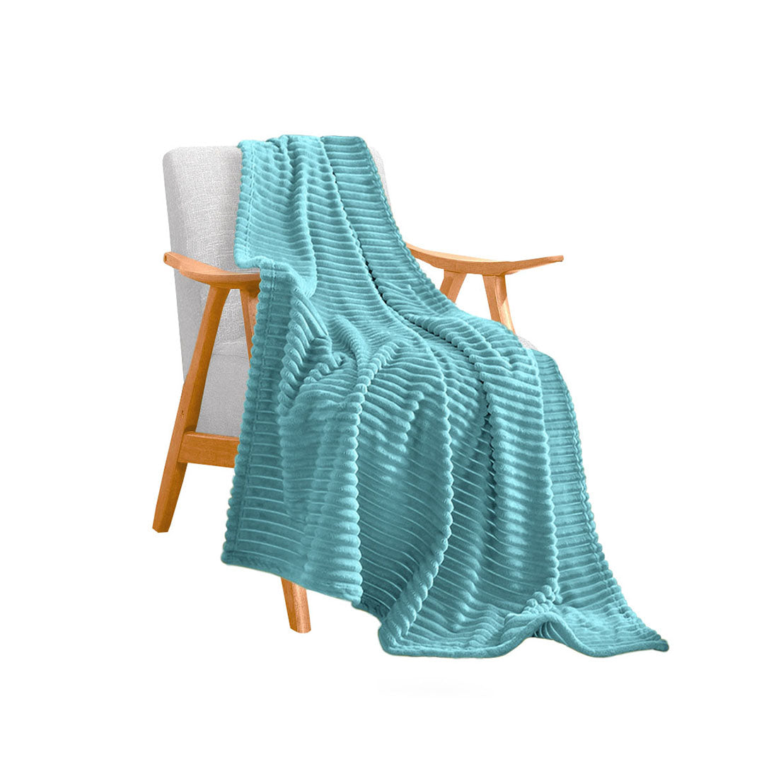 SOGA Sky Blue Throw Blanket Warm Cozy Striped Pattern Thin Flannel Coverlet Fleece Bed Sofa Comforter $ 44.50