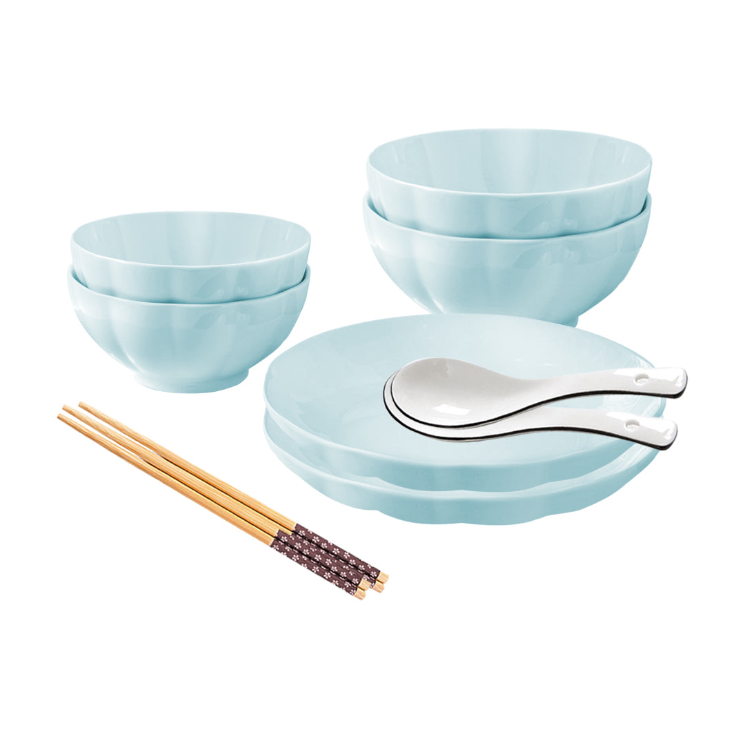 SOGA Light Blue Japanese Style Ceramic Dinnerware Crockery Soup Bowl Plate Server Kitchen Home Decor Set of 6 $ 54.50