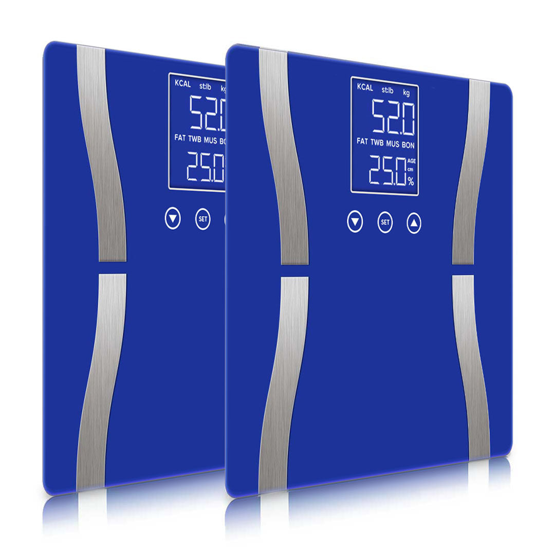 SOGA 2X Glass LCD Digital Body Fat Scale Bathroom Electronic Gym Water Weighing Scales Blue $ 60.90