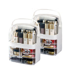 SOGA 2X 3 Tier White Countertop Makeup Cosmetic Storage Organiser Skincare Holder Jewelry Storage Box with Handle