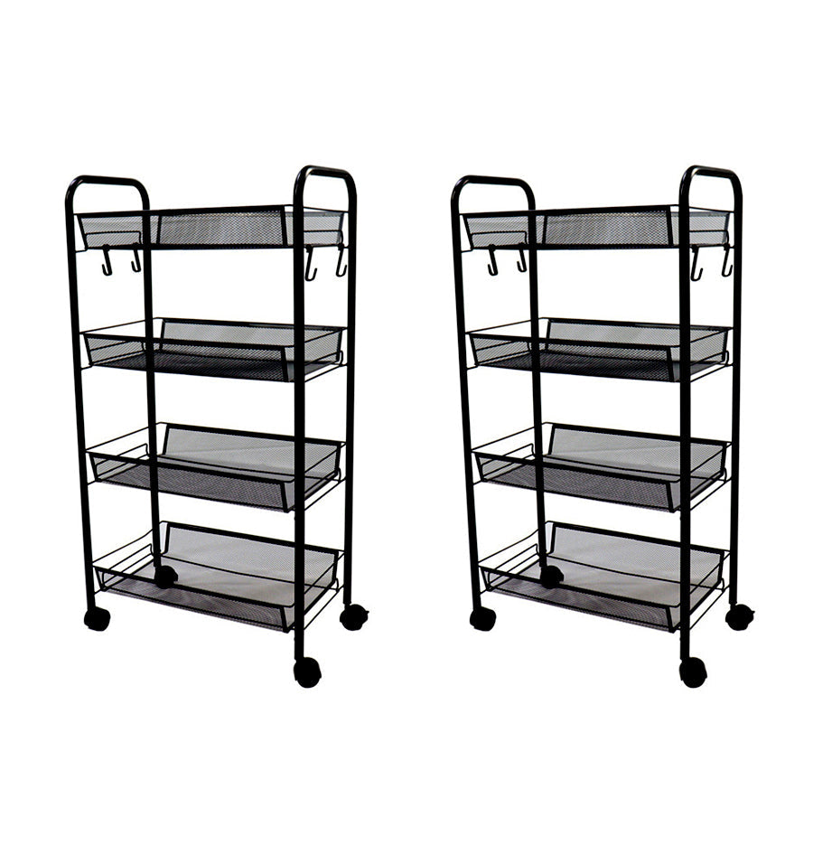 SOGA 2X 4 Tier Steel Black Bee Mesh Kitchen Cart Multi-Functional Shelves Storage Organizer with Wheels $ 129.50