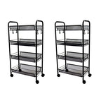 SOGA 2X 4 Tier Steel Black Bee Mesh Kitchen Cart Multi-Functional Shelves Storage Organizer with Wheels $ 129.50