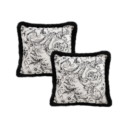 SOGA 2X 45cm Pillow French Cover Style Floral Jacquard Woven Decorative Fringe Throw Pillow $ 129.50