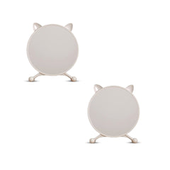 SOGA 2X 40cm White Smart Makeup Bedroom Table Mirror Cat Ear Style No LED Light