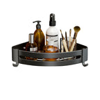 SOGA Black Wall-Mounted Triangular Bathroom Storage Corner Vanity Organiser Space Saving Adhesive Shelf Rack with Hooks $ 35.50