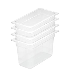 SOGA 200mm Clear Gastronorm GN Pan 1/3 Food Tray Storage Bundle of 4