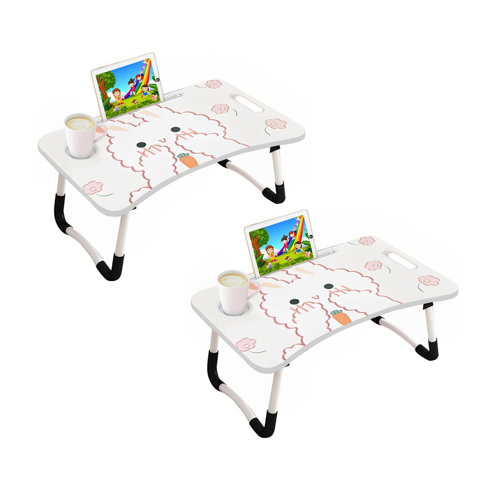 SOGA 2X Cute Rabbit Design Portable Bed Table Adjustable Foldable Bed Sofa Study Table Laptop Mini Desk with Drawer and Cup Slot Home Decor $ 90.90