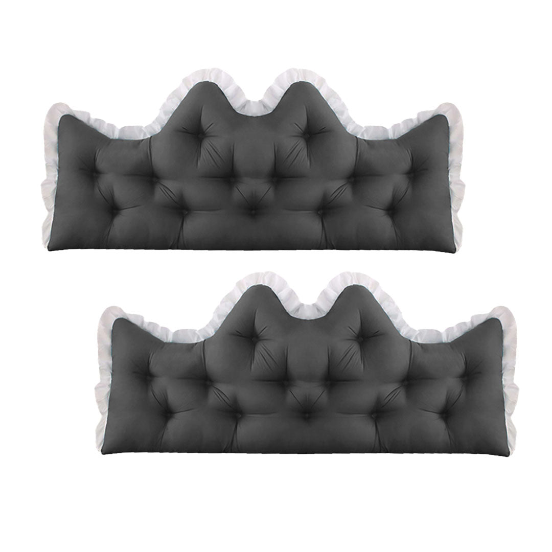 SOGA 2x150cm Crown Pillows Tufted Charcoal Headboard Cushion Set $ 129.50