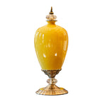 SOGA 42cm Ceramic Oval Flower Vase with Gold Metal Base Yellow $ 188.90