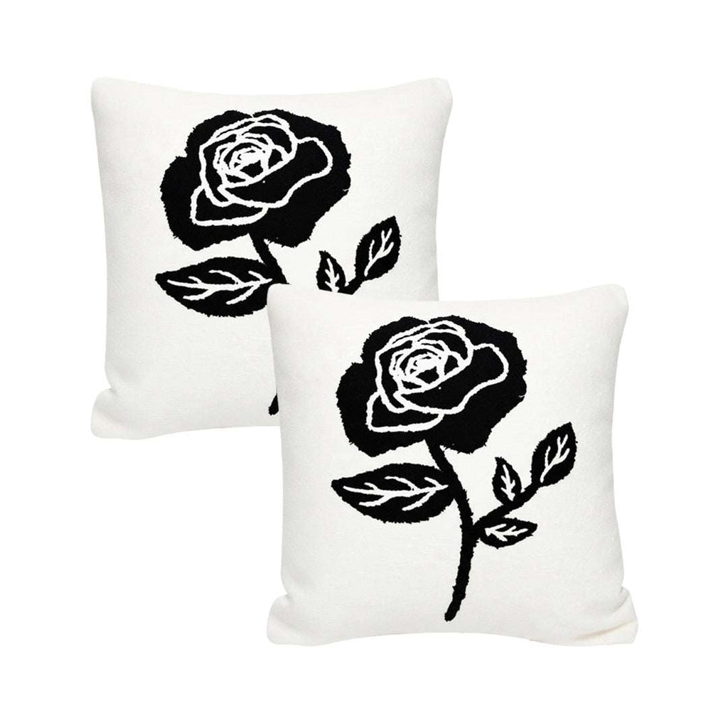 SOGA 2X 45cm White Black Single Rose Embroidered Throw Pillow $ 129