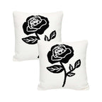 SOGA 2X 45cm White Black Single Rose Embroidered Throw Pillow $ 129