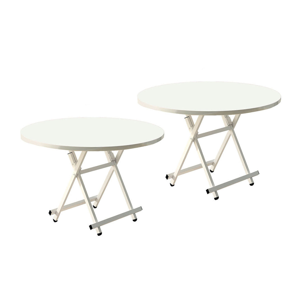SOGA 2X White Dining Table Portable Round Surface Space Saving Folding Desk Home Decor $ 161.90