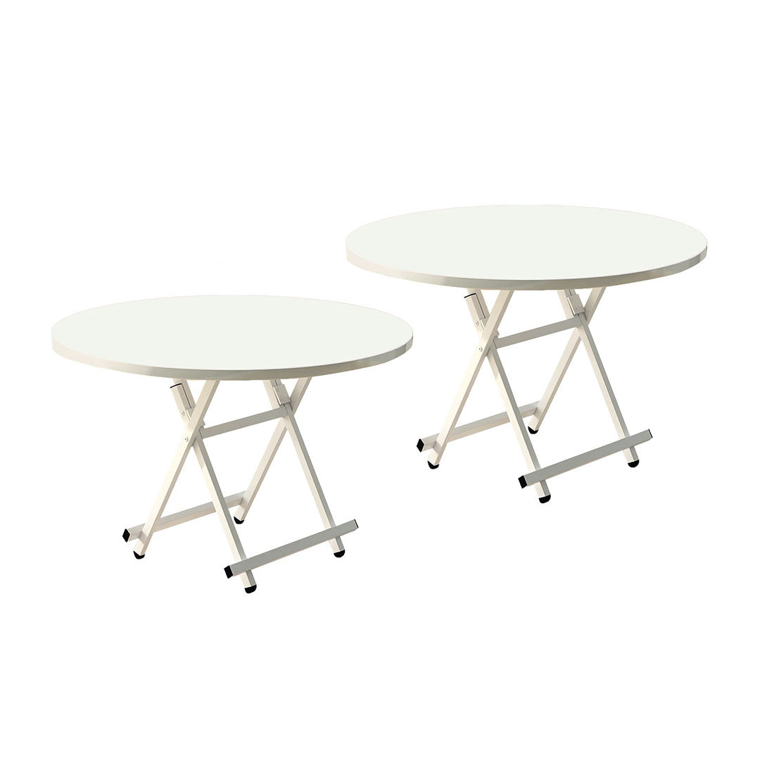 SOGA 2X White Dining Table Portable Round Surface Space Saving Folding Desk Home Decor $ 161.90