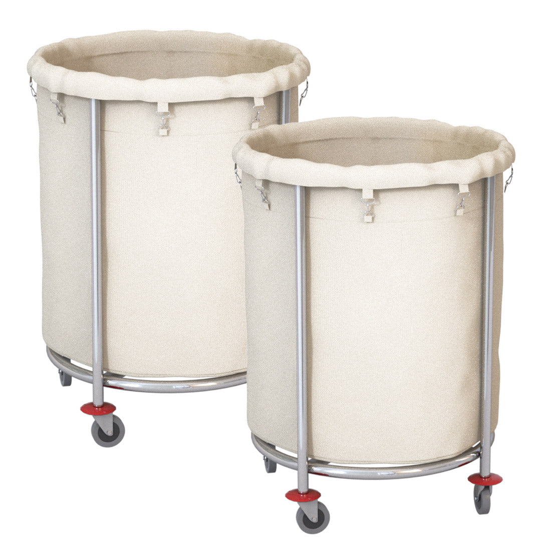 SOGA 2X Stainless Steel Commercial Round Soiled Linen Laundry Trolley Cart with Wheels White $ 409.50
