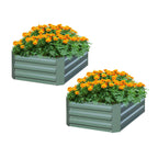 SOGA 2X 100cm Square Galvanised Raised Garden Bed Vegetable Herb Flower Outdoor Planter Box $ 207.50