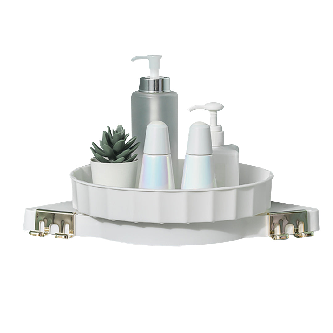 SOGA White 360 Degree Wall-Mounted Rotating Bathroom Organiser Corner Vanity Rack Toilet Adhesive Storage Shelf $ 33.50