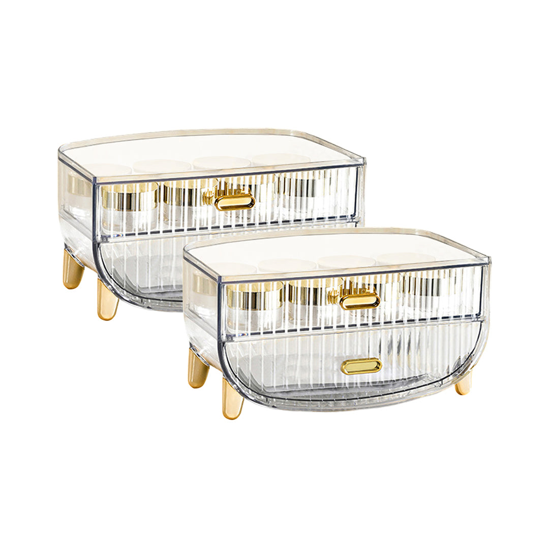 SOGA 2X 2 Tier Transparent Multifunctional Countertop Cosmetic Storage Makeup Skincare Holder Jewelry Cabinet Bathroom Desk Drawer Vanity Organiser $ 97.50