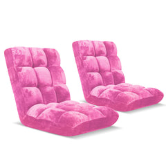 SOGA 2X Floor Recliner Folding Lounge Sofa Futon Couch Folding Chair Cushion Light Pink