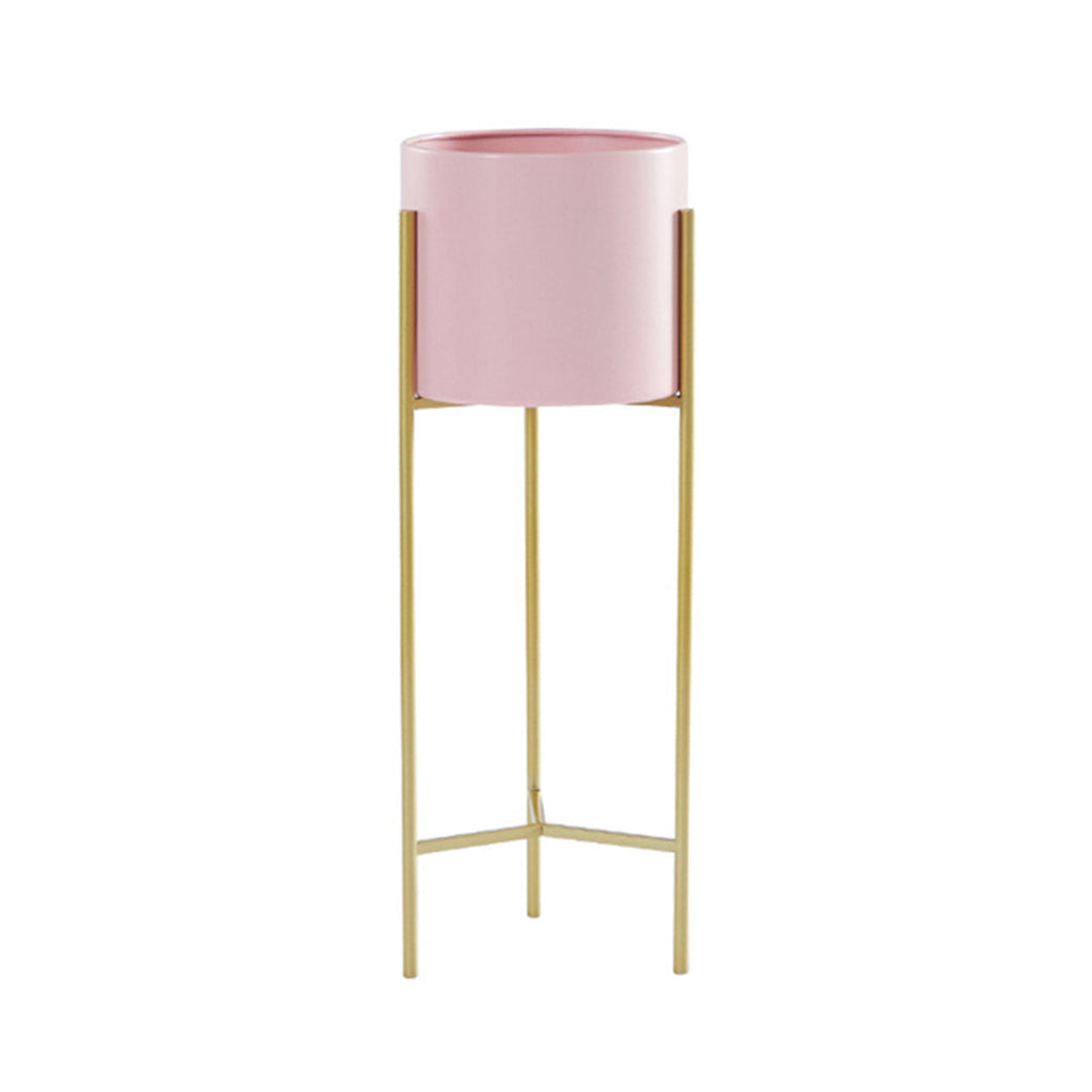 SOGA 2 Layer 42cm Gold Metal Plant Stand with Pink Flower Pot Holder Corner Shelving Rack Indoor Display $ 55.50