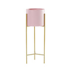 SOGA 2 Layer 42cm Gold Metal Plant Stand with Pink Flower Pot Holder Corner Shelving Rack Indoor Display $ 55.50