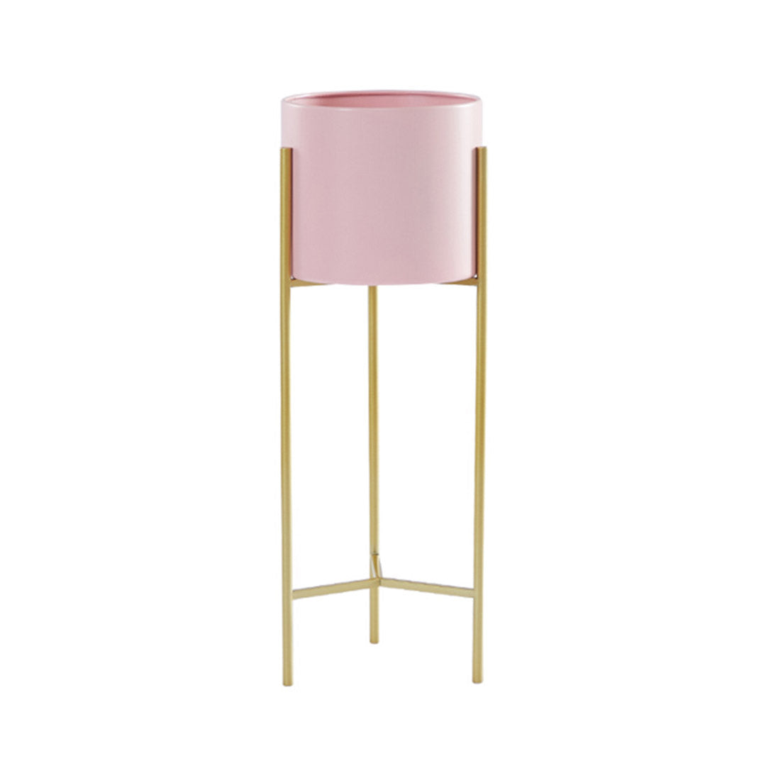 SOGA 2 Layer 42cm Gold Metal Plant Stand with Pink Flower Pot Holder Corner Shelving Rack Indoor Display $ 55.50
