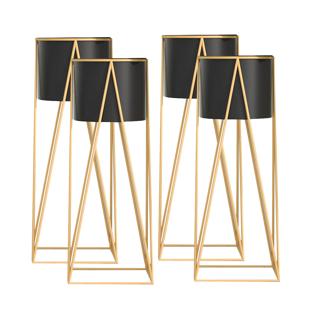 SOGA 4X 70cm Gold Metal Plant Stand with Black Flower Pot Holder Corner Shelving Rack Indoor Display $ 337.90
