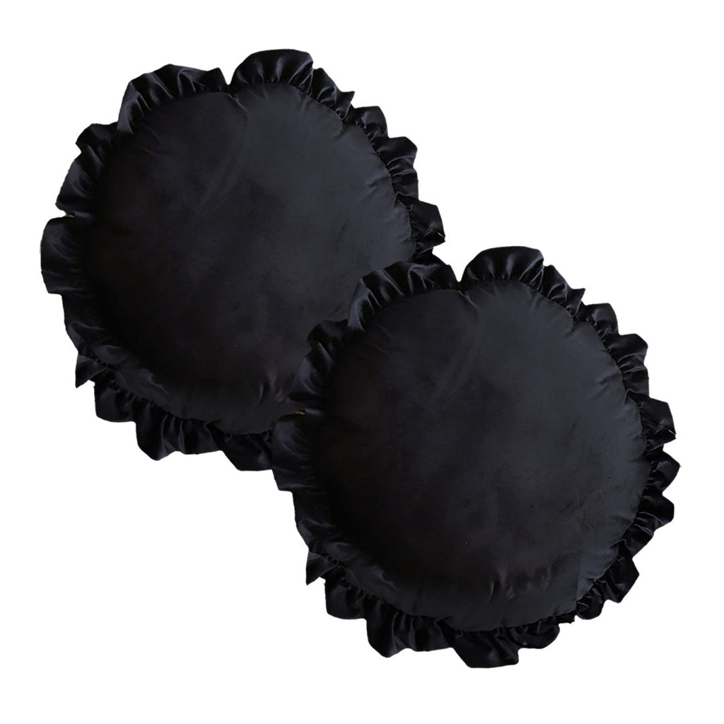 SOGA 2X 45cm Butterfly Black Vintage Lotus Leaf Edge Round Throw Pillow $ 129.50