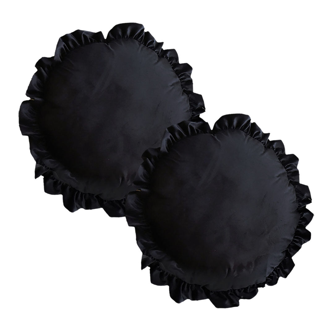 SOGA 2X 45cm Butterfly Black Vintage Lotus Leaf Edge Round Throw Pillow $ 129.50