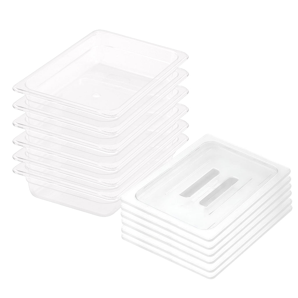SOGA 65mm Clear Gastronorm GN Pan 1/2 Food Tray Storage Bundle of 6 with Lid $ 240.50