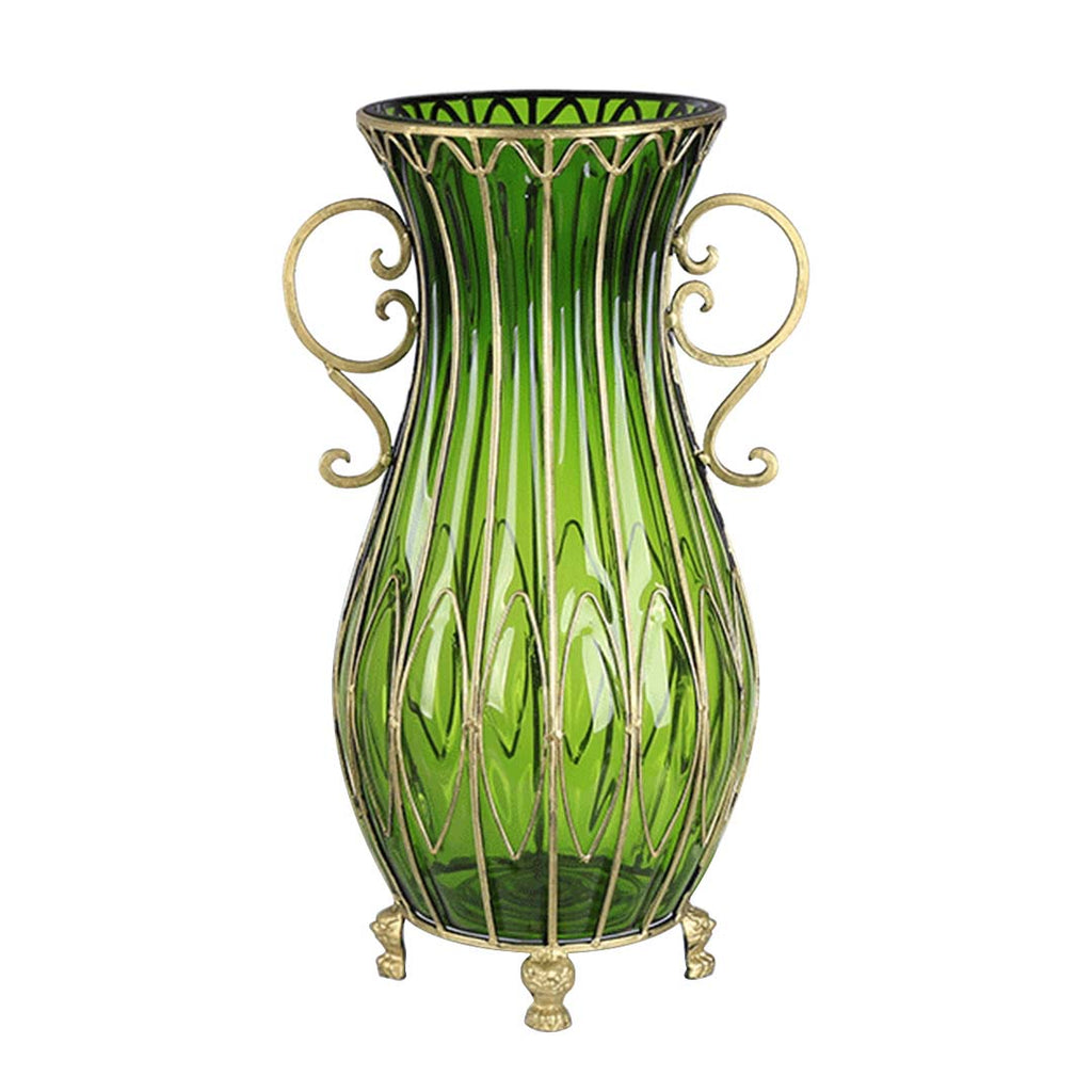 SOGA 51cm Green Glass Oval Floor Vase with Metal Flower Stand $ 366.90