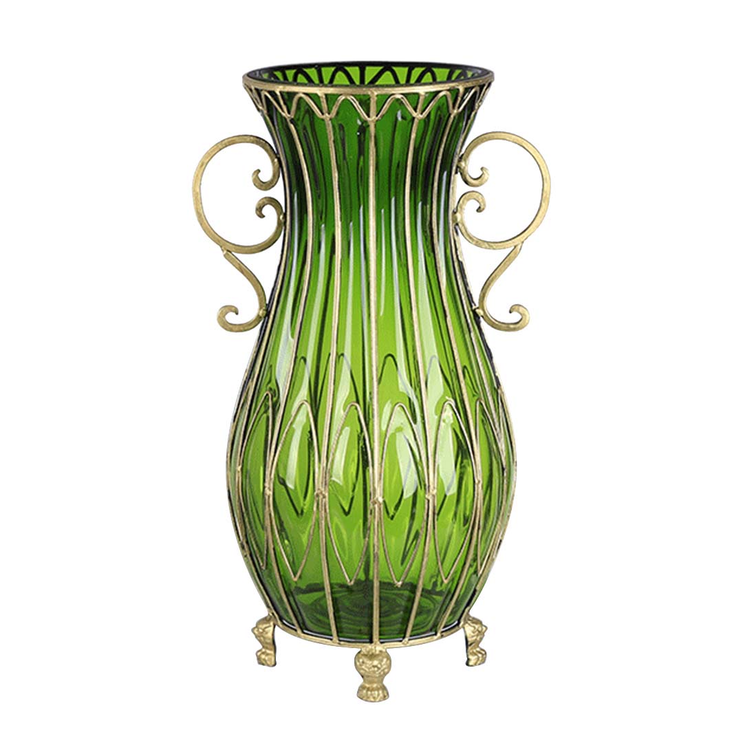 SOGA 51cm Green Glass Oval Floor Vase with Metal Flower Stand $ 366.90