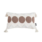 SOGA Boho Tufted Cushion 30x50cm Tassel White Brown Circle Decorative Throw Pillow $ 72