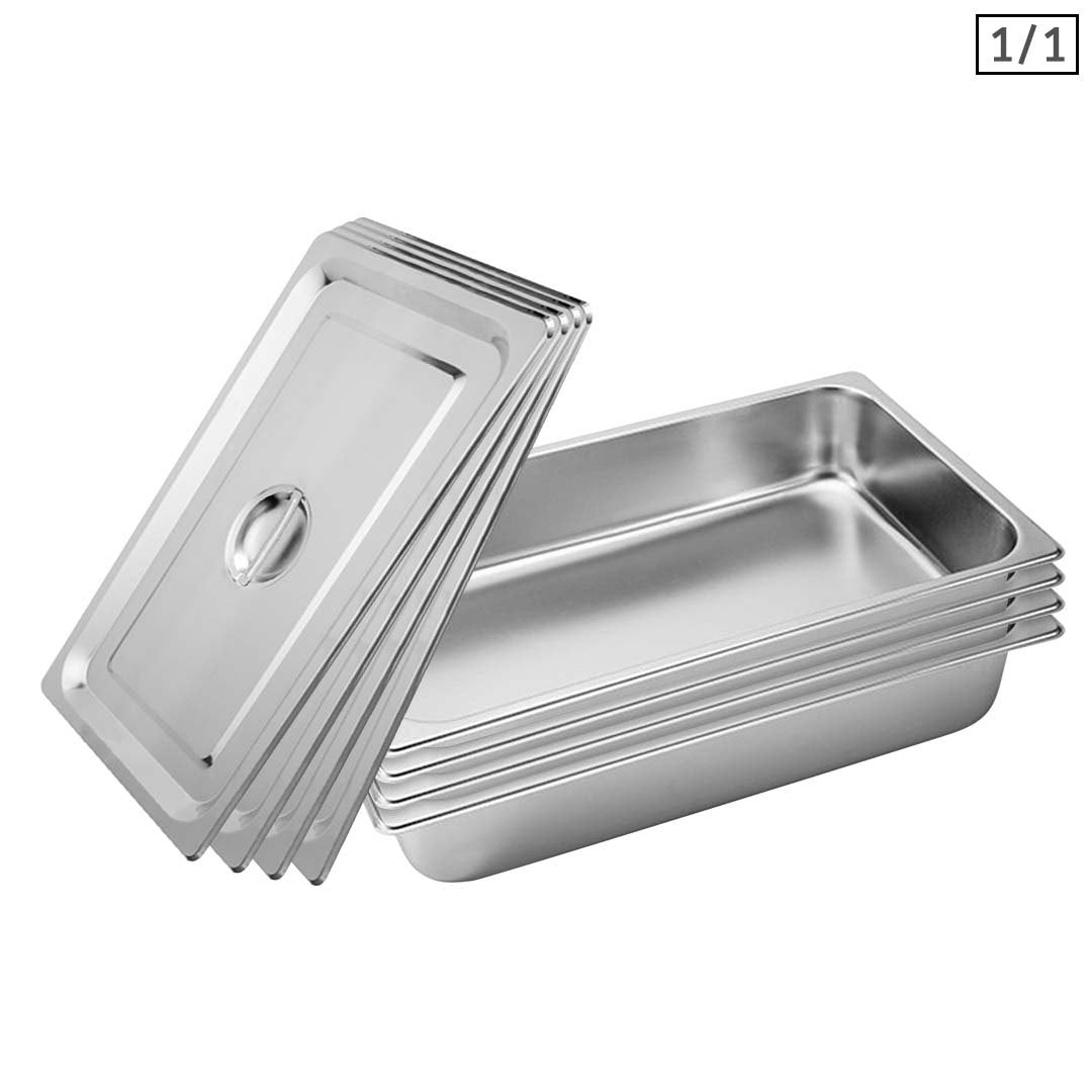SOGA 4X Gastronorm GN Pan Full Size 1/1 GN Pan 10cm Deep Stainless Steel Tray With Lid $ 166.90