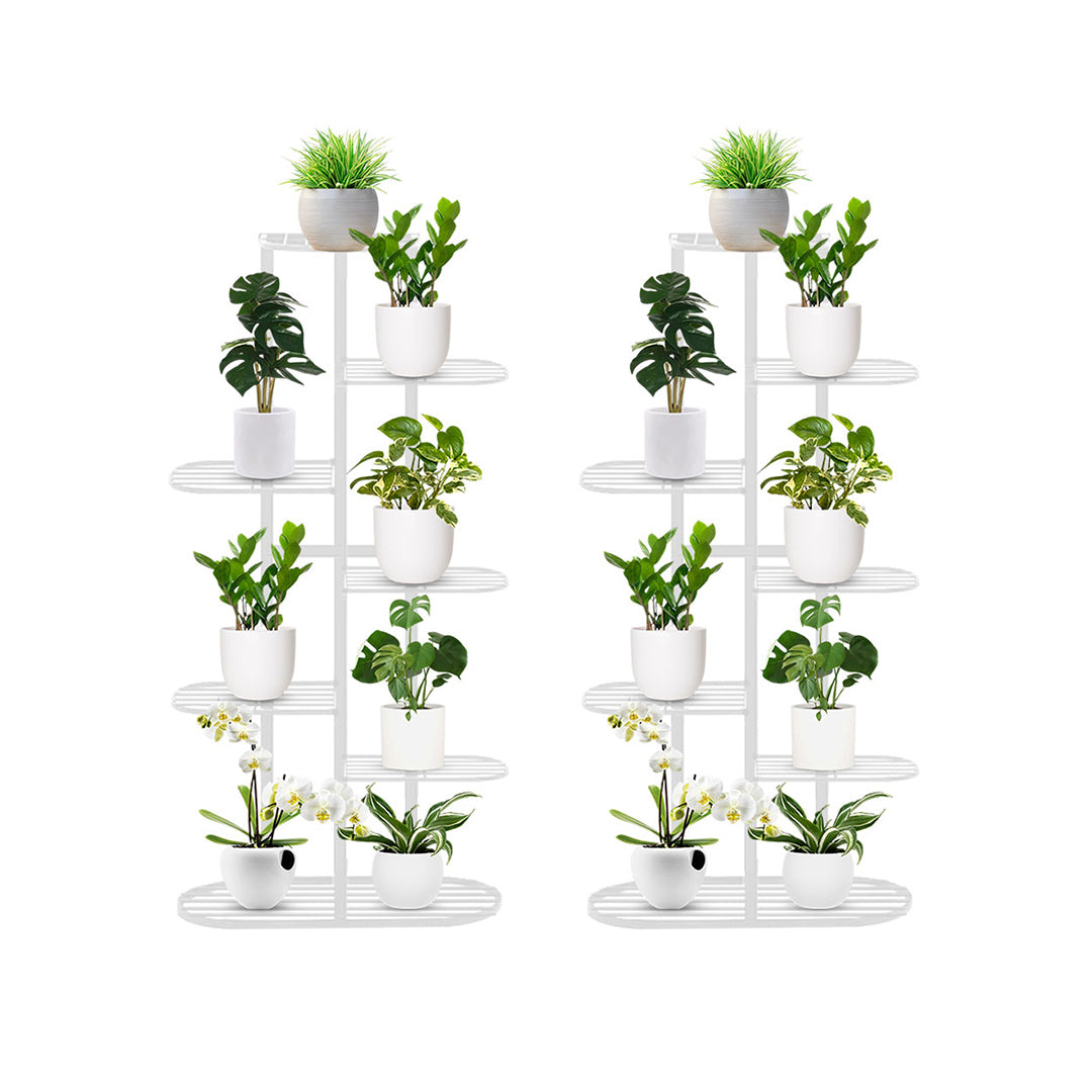 SOGA 2X 7 Tier 8 Pots White Metal Plant Rack Flowerpot Storage Display Stand Holder Home Garden Decor $ 172.90