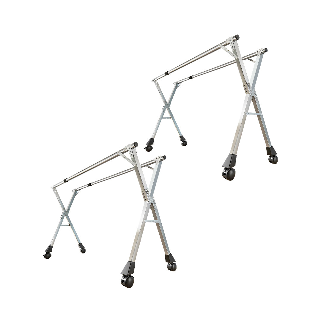 SOGA 2X 1.6m Portable Standing Clothes Drying Rack Foldable Space-Saving Laundry Holder with Wheels $ 226.90