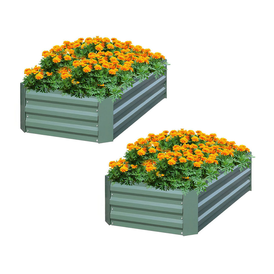 SOGA 2X 90cm Rectangle Galvanised Raised Garden Bed Vegetable Herb Flower Outdoor Planter Box $ 176.90