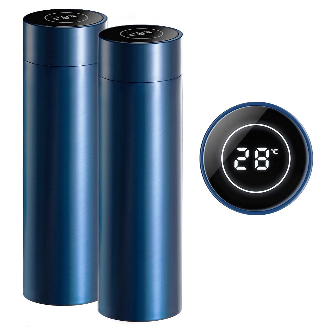 SOGA 2X 500ML Stainless Steel Smart LCD Thermometer Display Bottle Vacuum Flask Thermos Blue $ 75.50