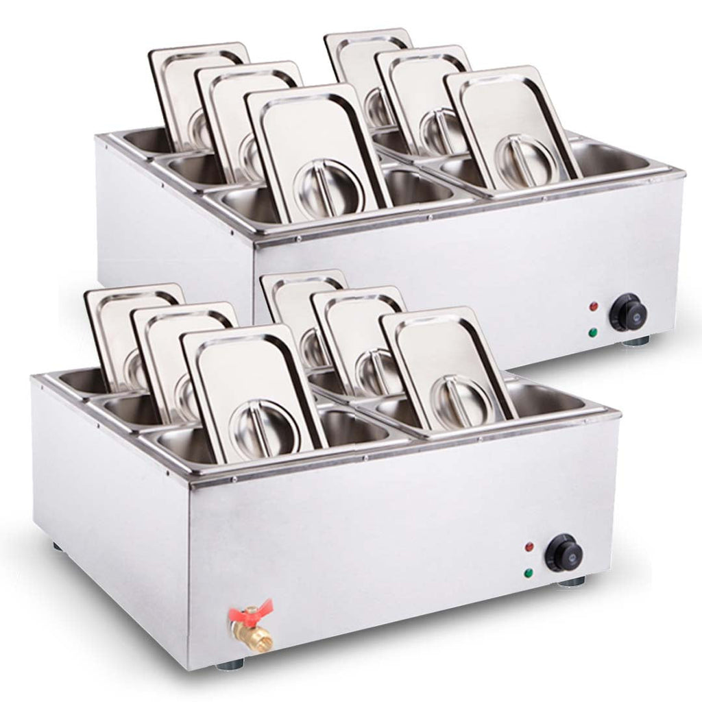 SOGA 2X Stainless Steel 6 X 1/3 GN Pan Electric Bain-Marie Food Warmer with Lid $ 1013.50