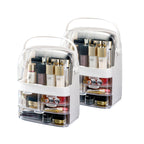 SOGA 2X 3 Tier White Countertop Makeup Cosmetic Storage Organiser Skincare Holder Jewelry Storage Box with Handle $ 129.50