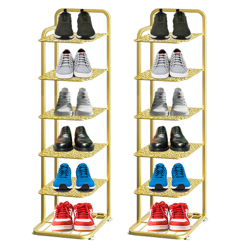 SOGA 2X 6 Tier Gold Plated Metal Shoe Organizer Space Saving Portable Footwear Storage Shelf $ 163.90