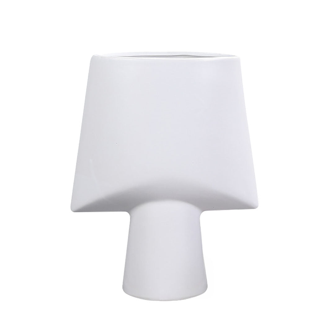 SOGA 21x25.5cm Small White Ornament Geometric Decor Ceramic Vase Flower Pots Decorative for Living Room Decoration $ 66.90