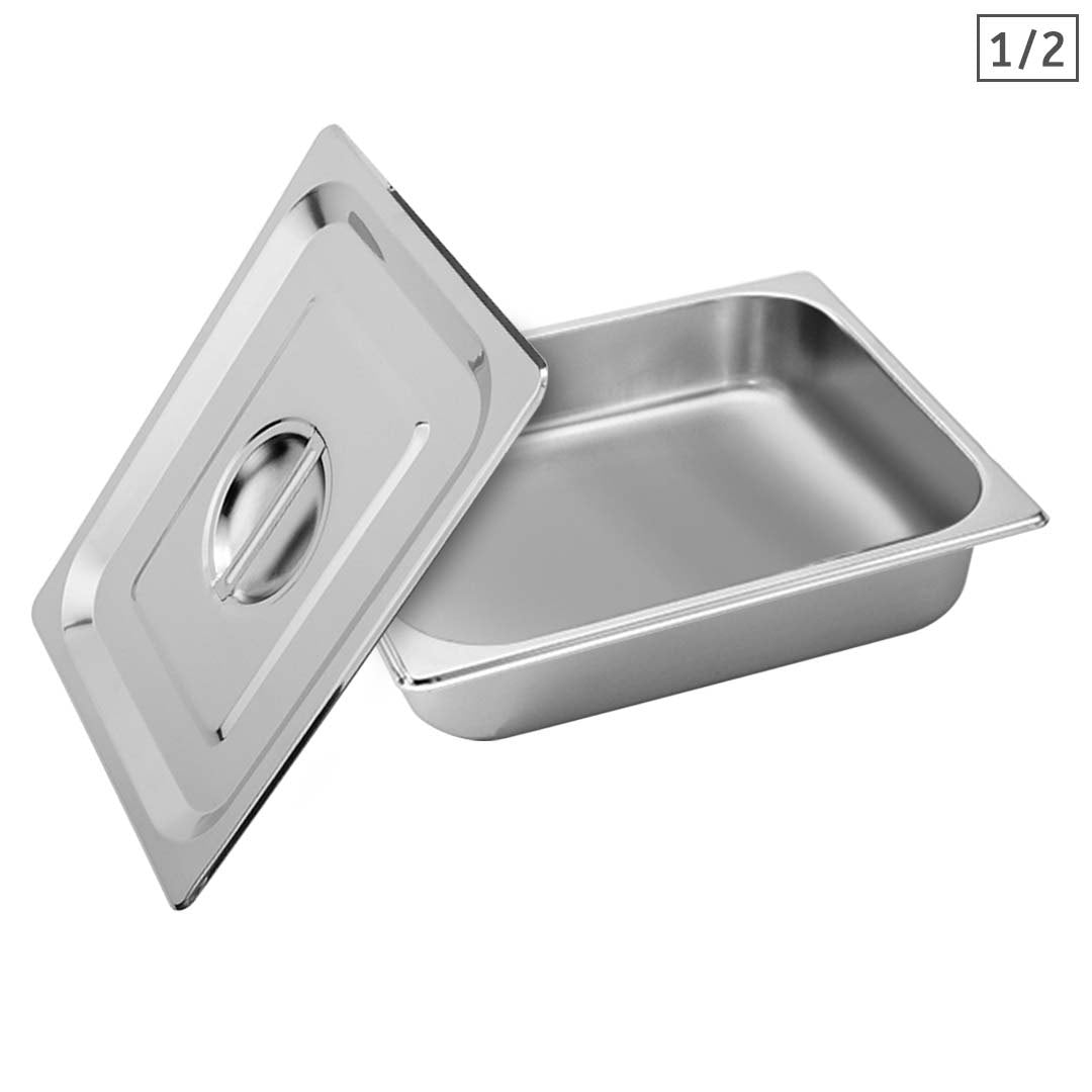 SOGA Gastronorm GN Pan Full Size 1/2 GN Pan 6.5cm Deep Stainless Steel Tray With Lid $ 41.50