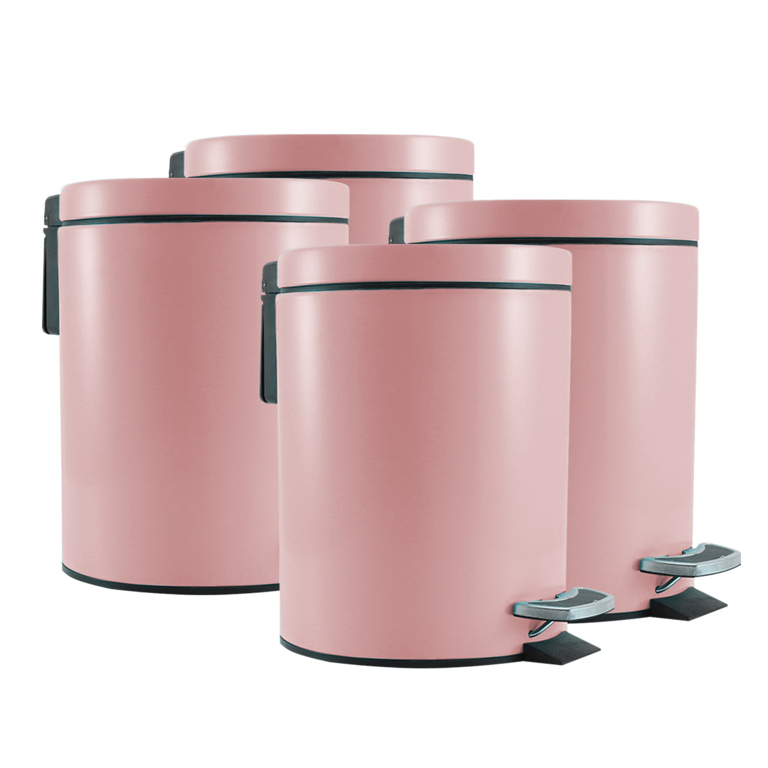 SOGA 4X Foot Pedal Stainless Steel Rubbish Recycling Garbage Waste Trash Bin Round 12L Pink $ 295.50