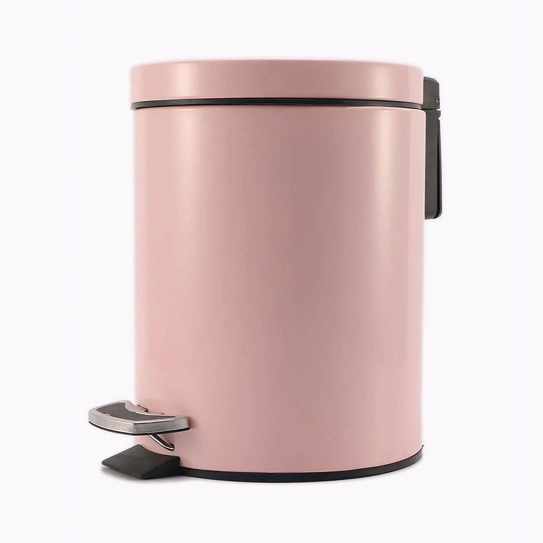 SOGA Foot Pedal Stainless Steel Rubbish Recycling Garbage Waste Trash Bin Round 7L Pink
